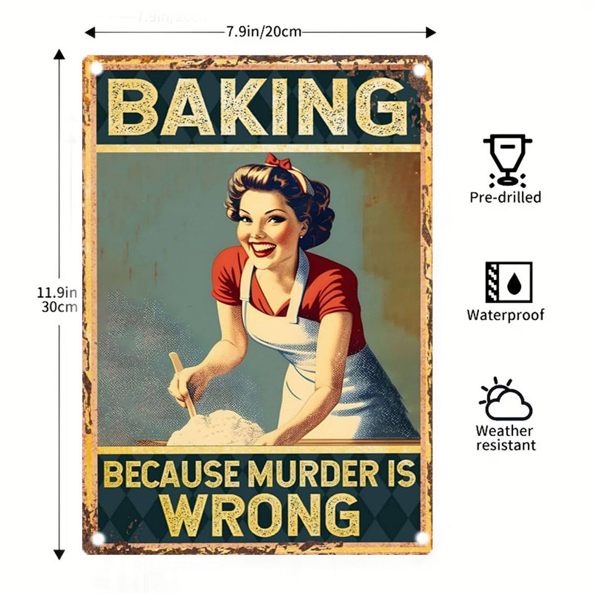 Kitchen Baking Quotes - Papan Tanda Logam Humor untuk Kue,