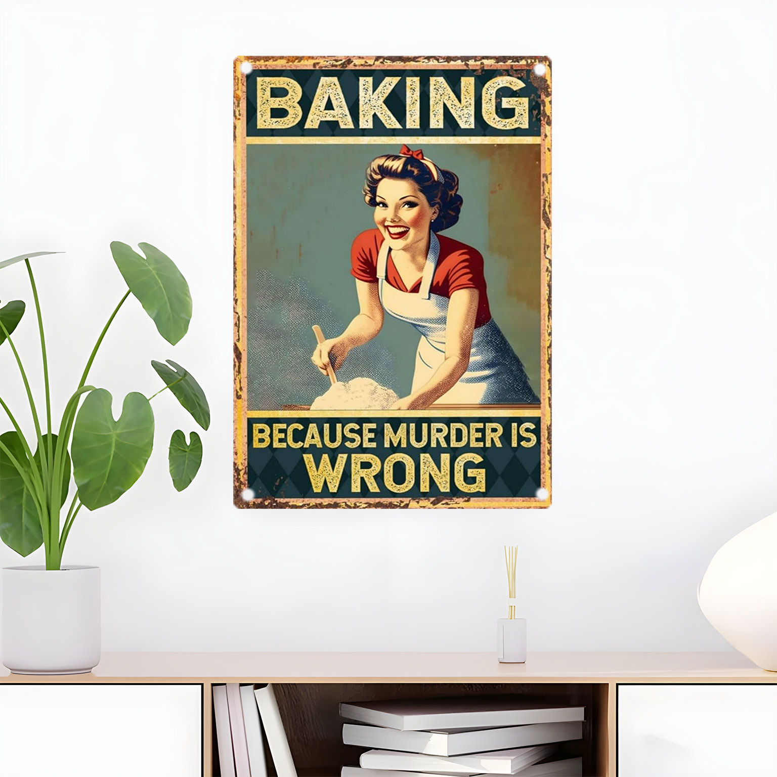 Kitchen Baking Quotes - Tanda Dekorasi Dinding Logam Vintage dengan