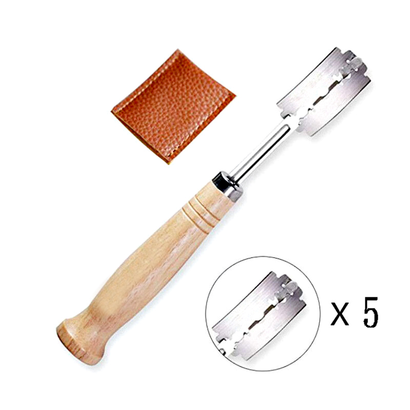 Dough Scraper Curved - Alat spatula roti plastik/kayu, pisau pengikis