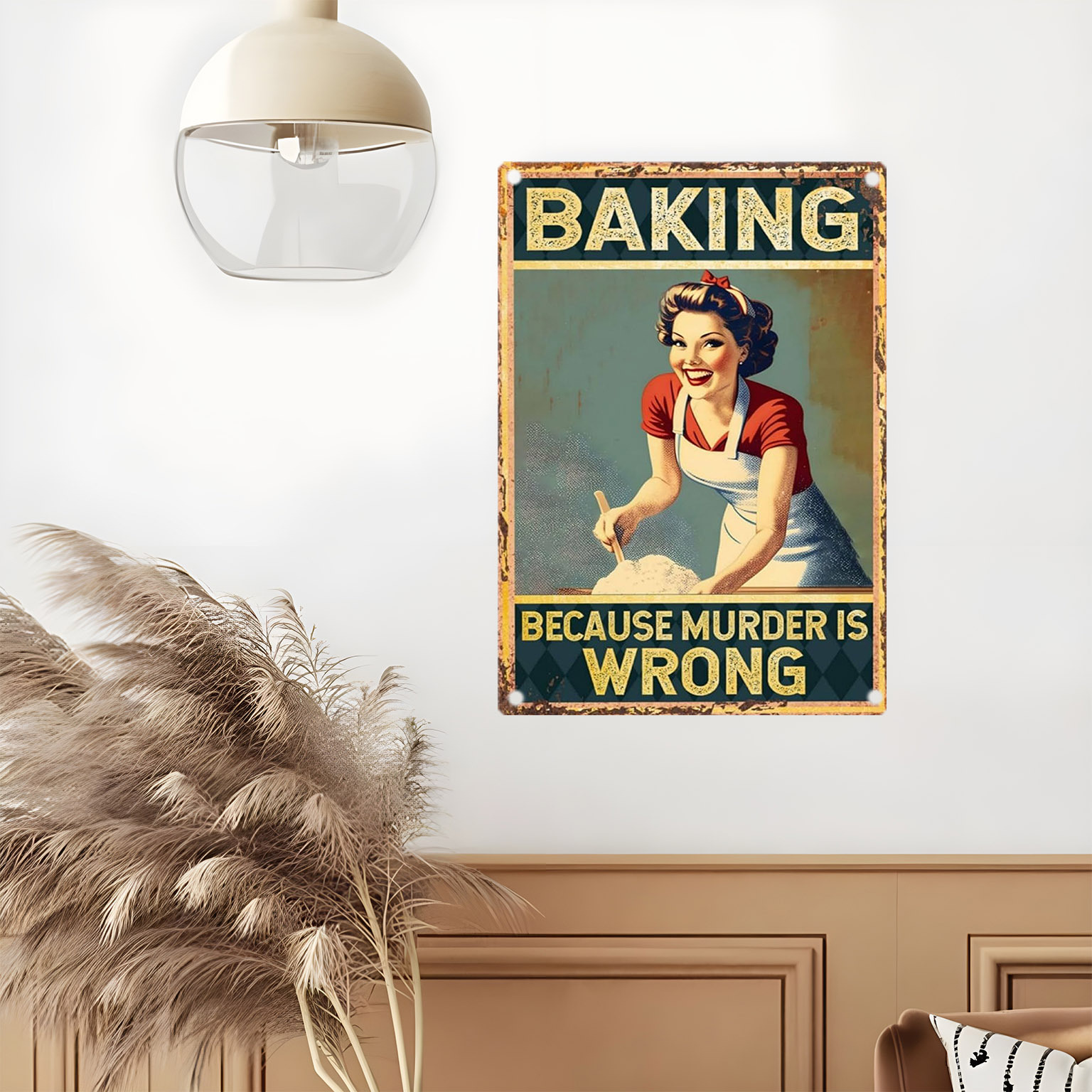 Tanda Dekorasi Dinding Logam V - Kitchen Baking Quotes ulasan dan harga