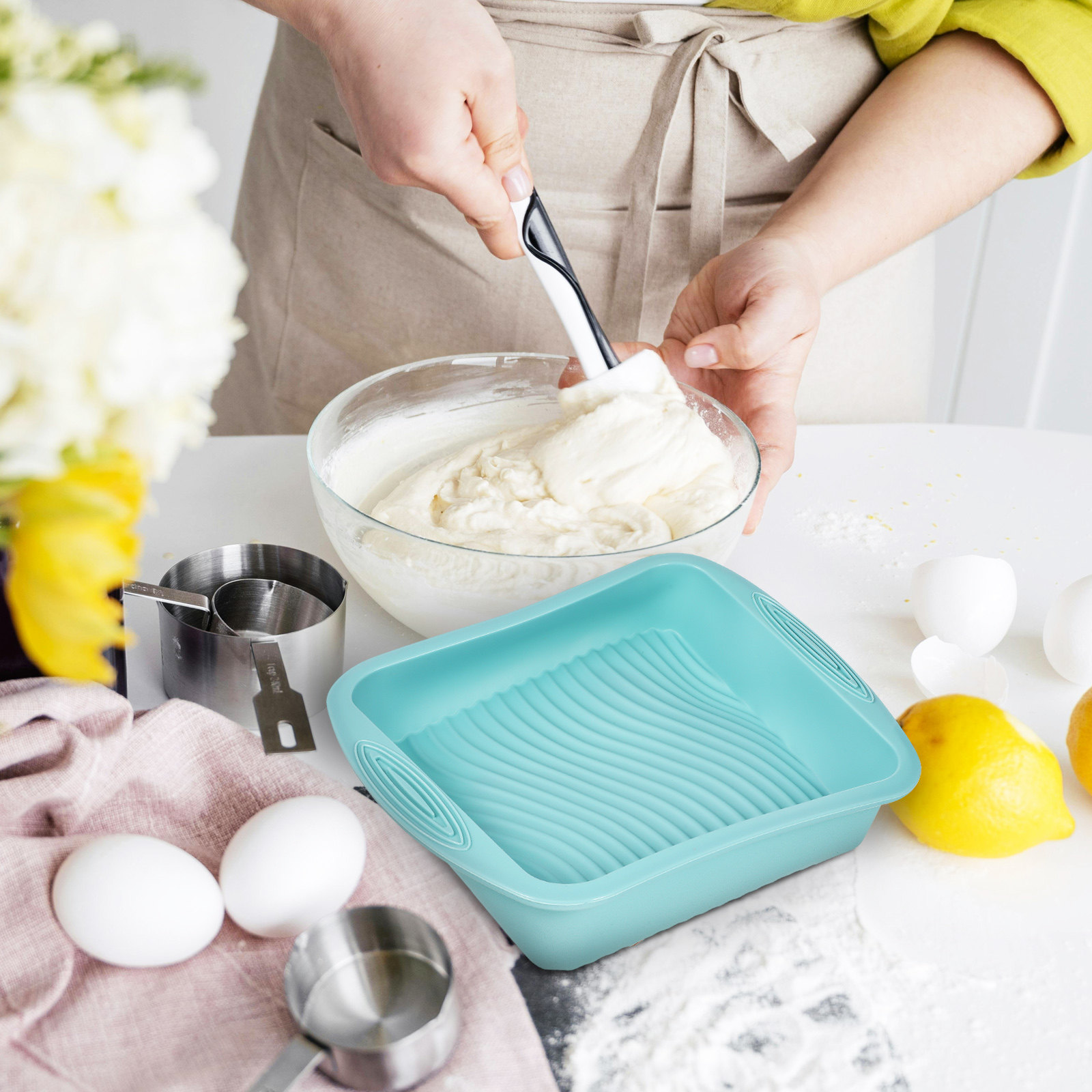 Cetakan Kue Silikon Persegi, L - Kitchen Baking Pans ulasan dan harga